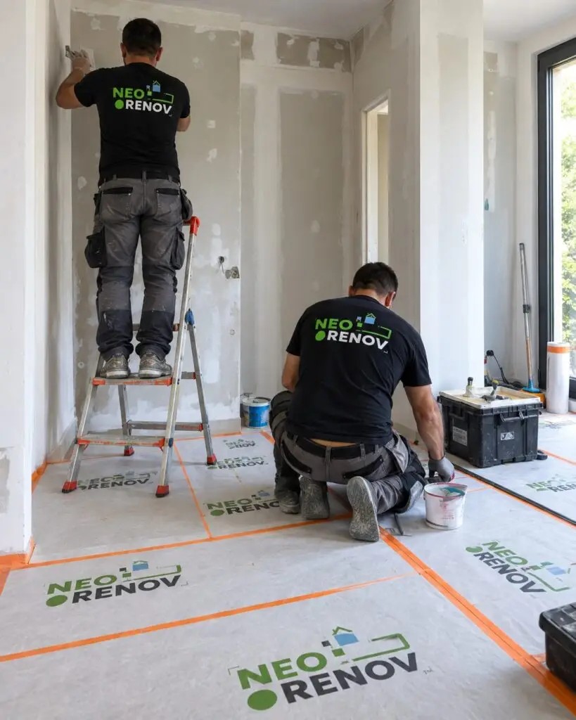 Équipe NEO RENOV sur un chantier de rénovation tous corps d'état à Paris